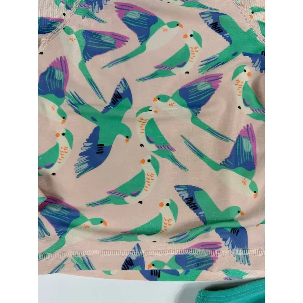 Tea Collection Bird Print Long Sleeve Rash Guard Swim Set Size 3